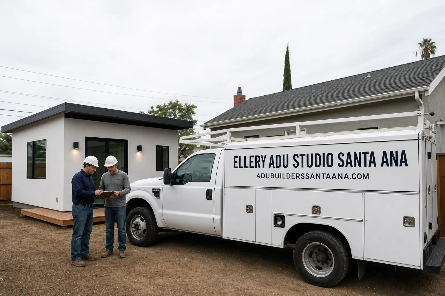 Ellery ADU Studio Santa Ana adu service vehicle and crew in Santa Ana, CA
